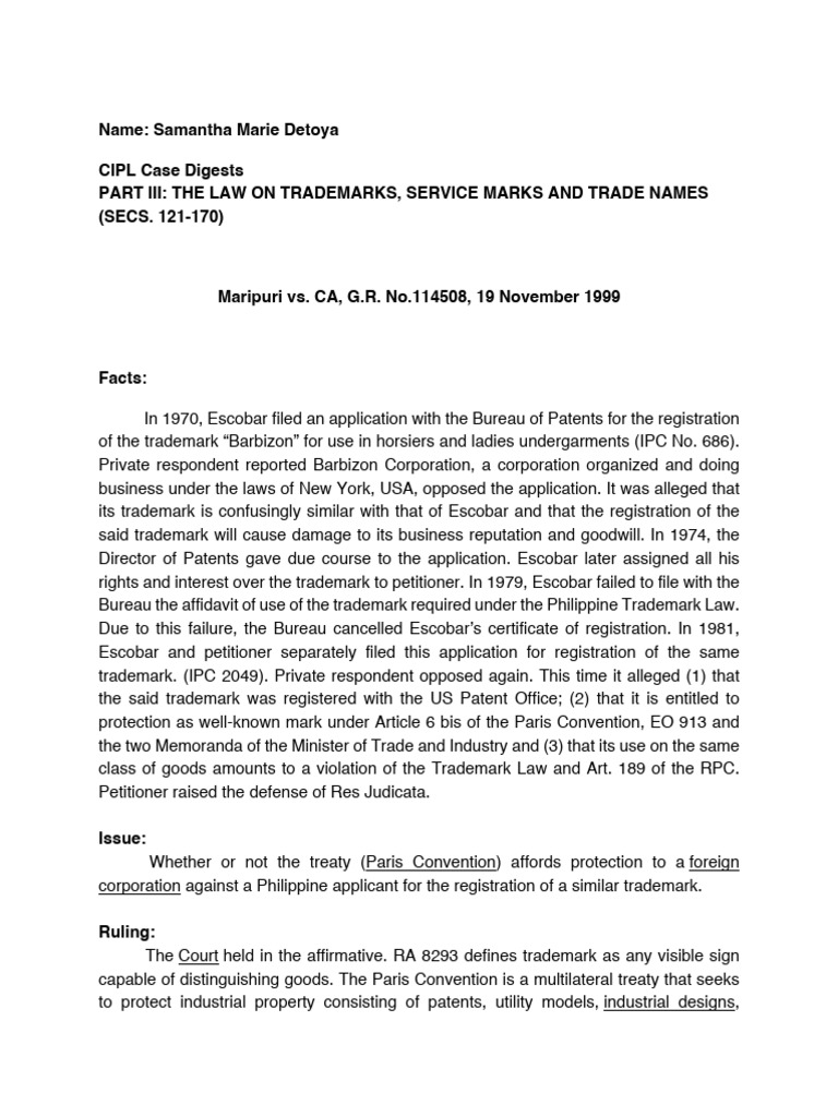 Cases Part 3 PDF Trademark Trademark Dilution