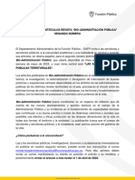 Convocatoria Segundo Numero Revista Institucional Bio-Administracion Publica