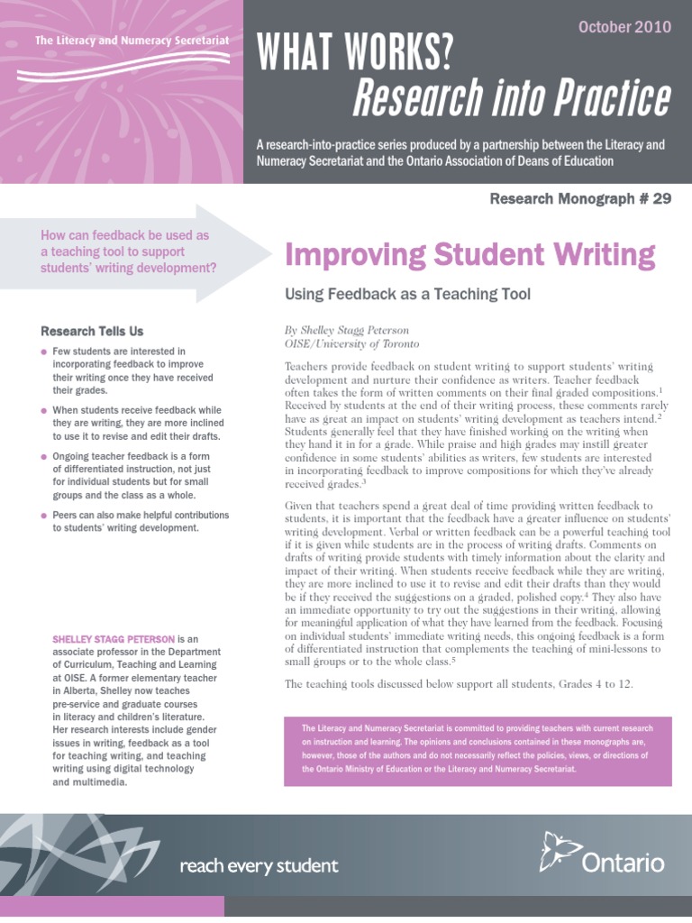 WW Improving Student Writing | PDF | Differentiated Instruction | Teachers