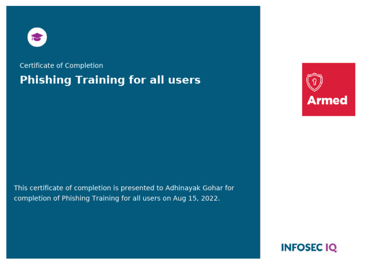Phishing Training Certificate | PDF | Computers | Technology & Engineering