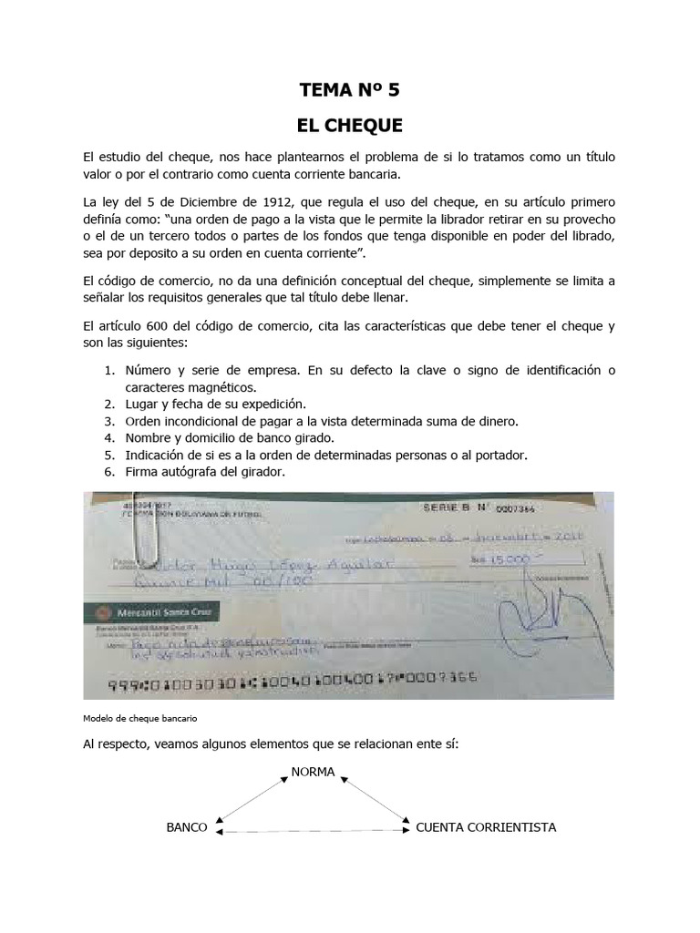 Elementos y Tipos de Cheques | PDF | Cheque | Bancos