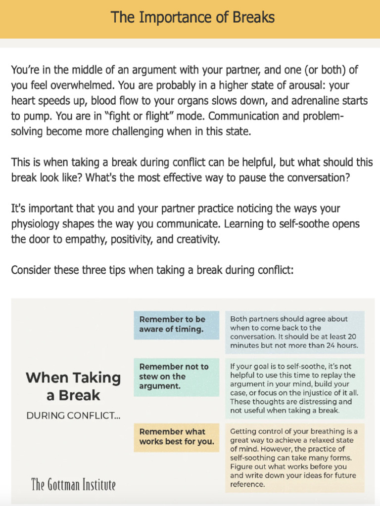 Taking A Break When Fighting | PDF