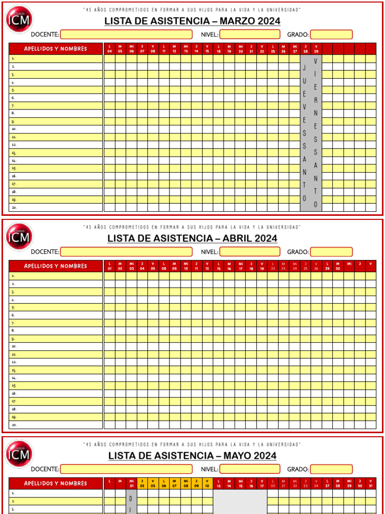 Lista de Asistencia 2024 | PDF