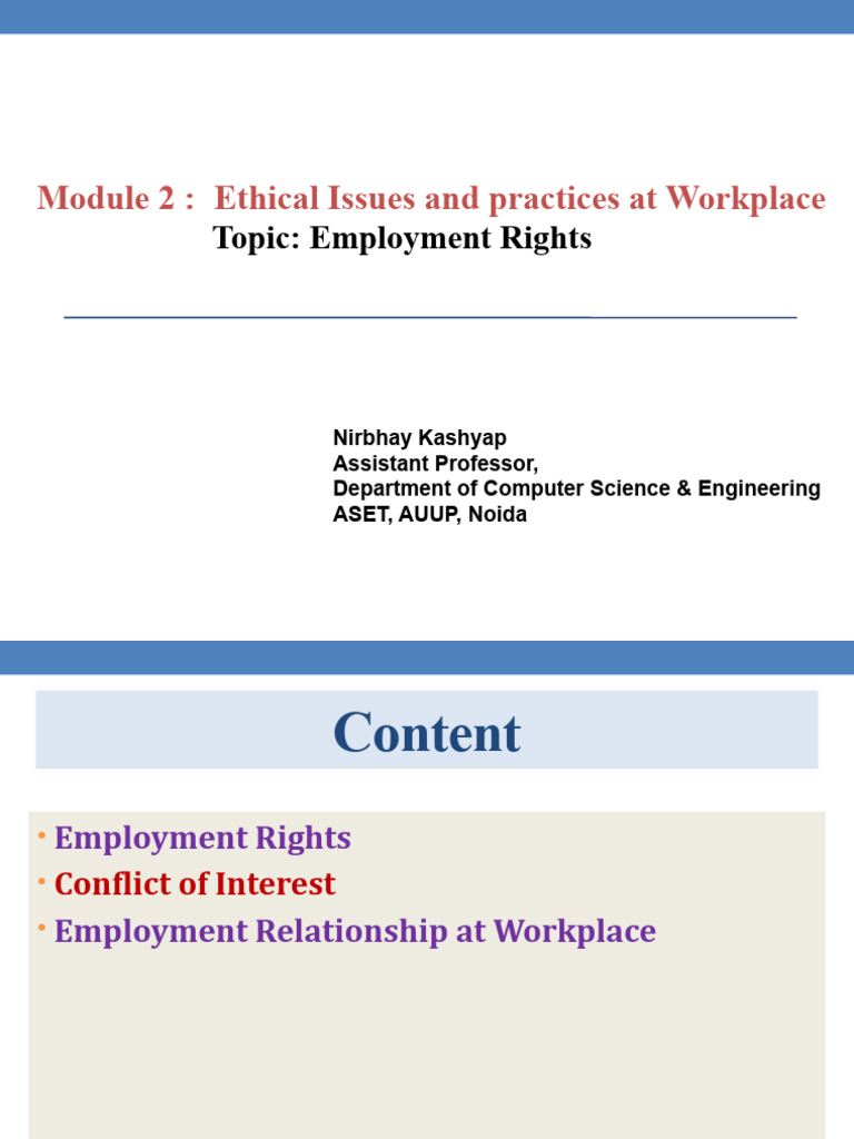 Lecture5 Employment Rights Pdf Employment Conflict Of Interest