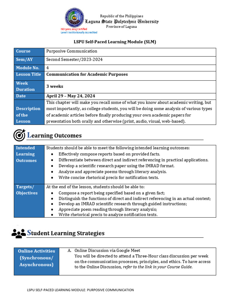 Academic Communication Module Overview | PDF | Regulatory Compliance ...