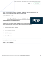 Right To Information Act, 2005 MCQ (Free PDF) - Objective Question Answer For Right To Information Act, 2005 Quiz - Download Now!