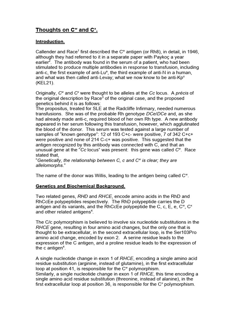 Thoughts On CW and CX | PDF | Hematology | Body Fluids