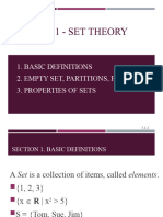 Session 1 - Set Theory: 1. Basic Definitions 2. Empty Set, Partitions, Power Set 3. Properties of Sets
