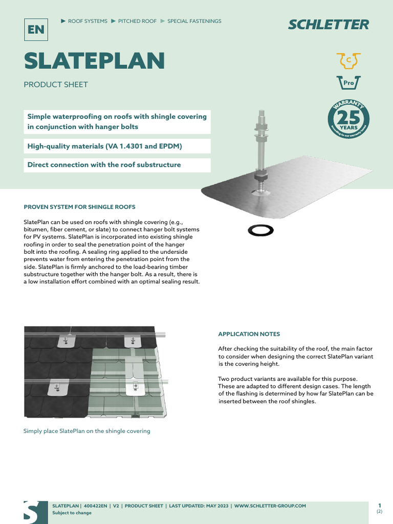 Schletter Product - Sheets Roof - Systems SlatePlan | PDF | Roof | Screw