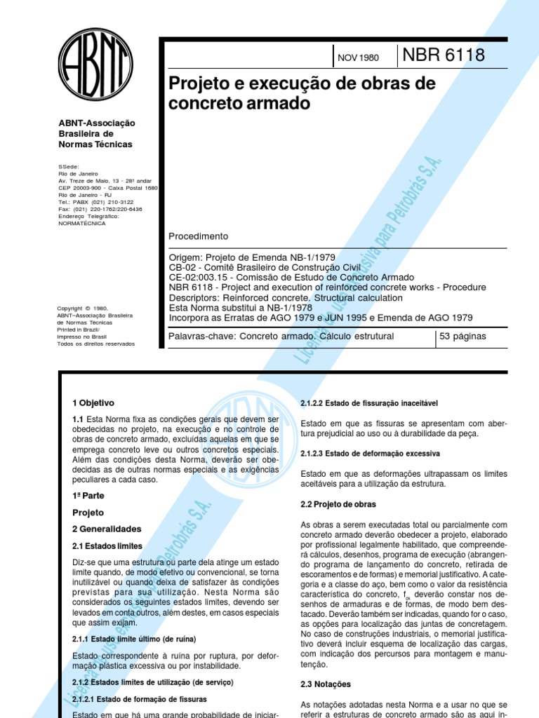NBR6118 - 1980 - Projeto e Execução de Obras de Concreto Armado ...