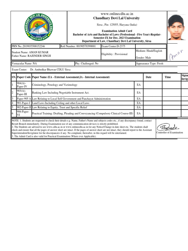 WWW Onlinecdlu ac In: Chaudhary Devi Lal University PDF Equity