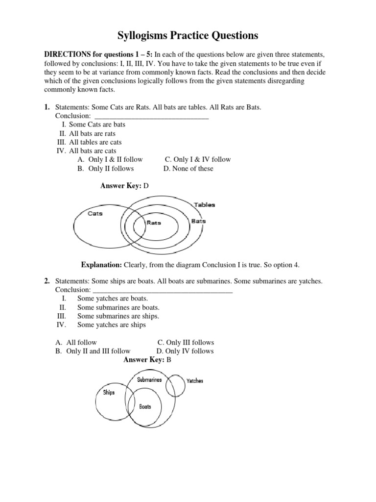 Syllogism Practice Questions Guide | PDF | Logic