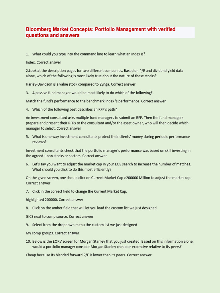 Portfolio Management Essentials | PDF | Price–Earnings Ratio | Investment  Management