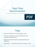 Yoga Class Second Session: Universal Yoga-Meditation Club, University of North Texas