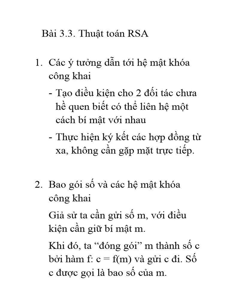 Bài 3.3. Thubt Toán RSA | PDF