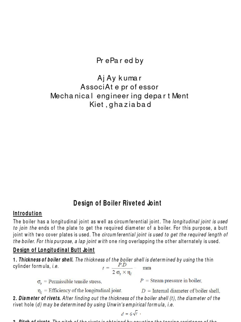 Unit 2 Design of Boiler Revited Joint | PDF | Rivet | Boiler