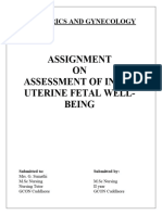 OBG Assessment of Intra Uterine Fetal Well Being