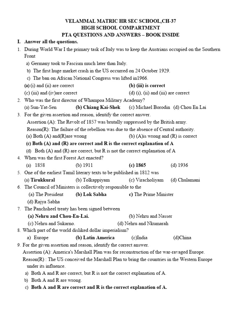 Pta Book Inside Questions | PDF | Benito Mussolini | Suez Crisis