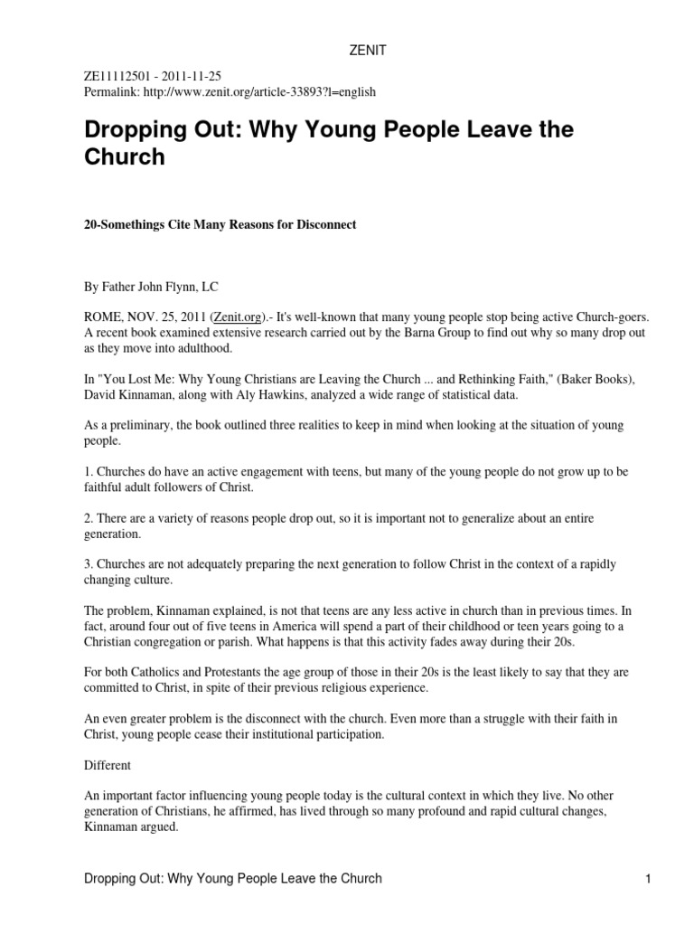 Why Young People Leave The Church PDF Faith Adolescence