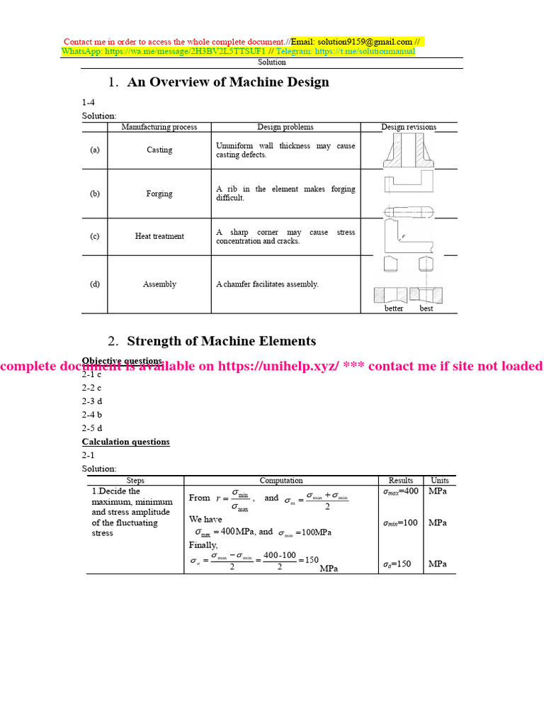Solution Manual Analysis and Design of Machine Elements by Wei Jiang ...