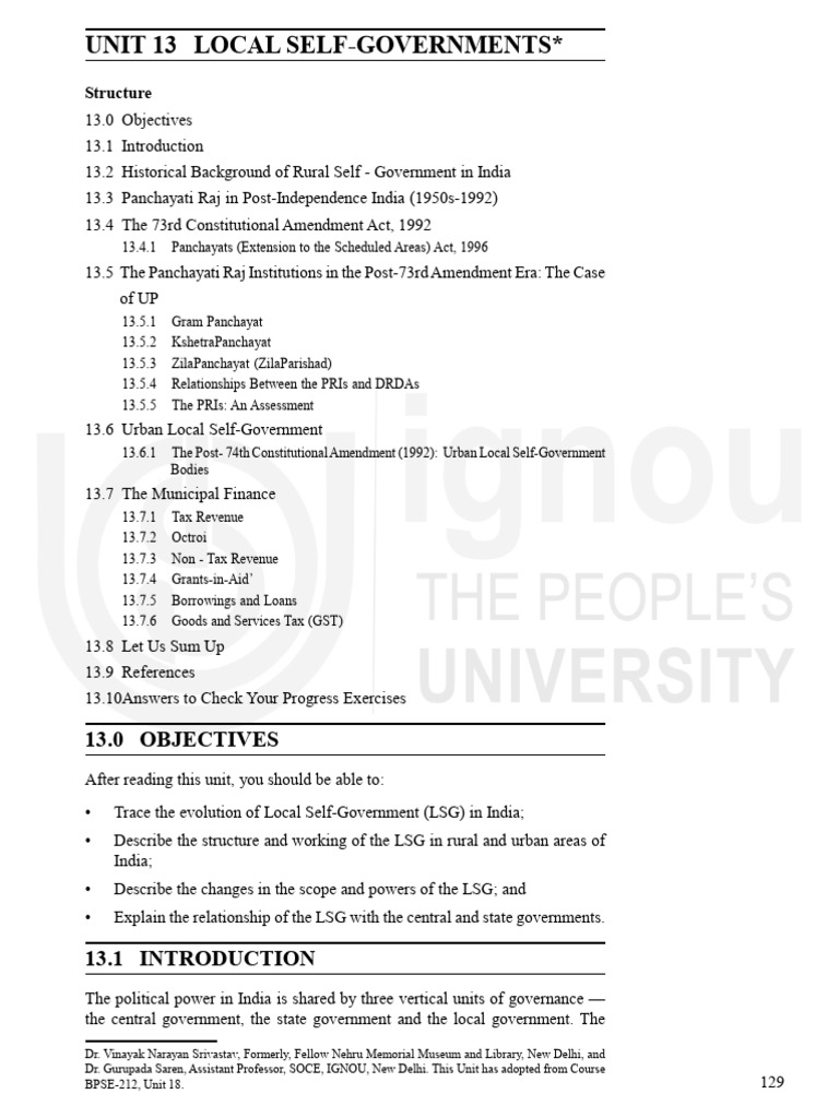 Evolution of Local Self-Government in India | PDF | Taxes | Government