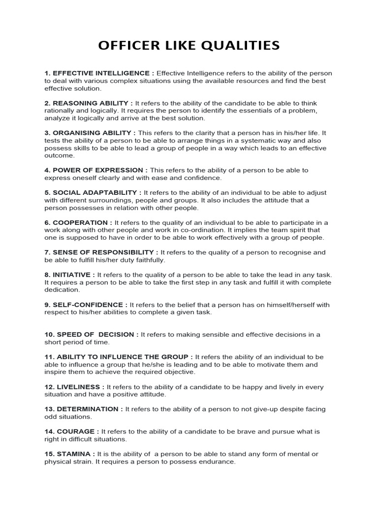 Officer like qualities pdf attitude psychology cognitive psychology