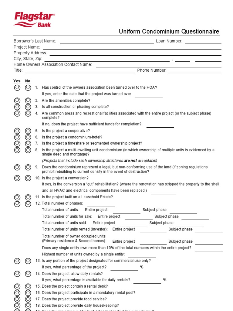 Condo Questionnaire PDF Condominium Property Law