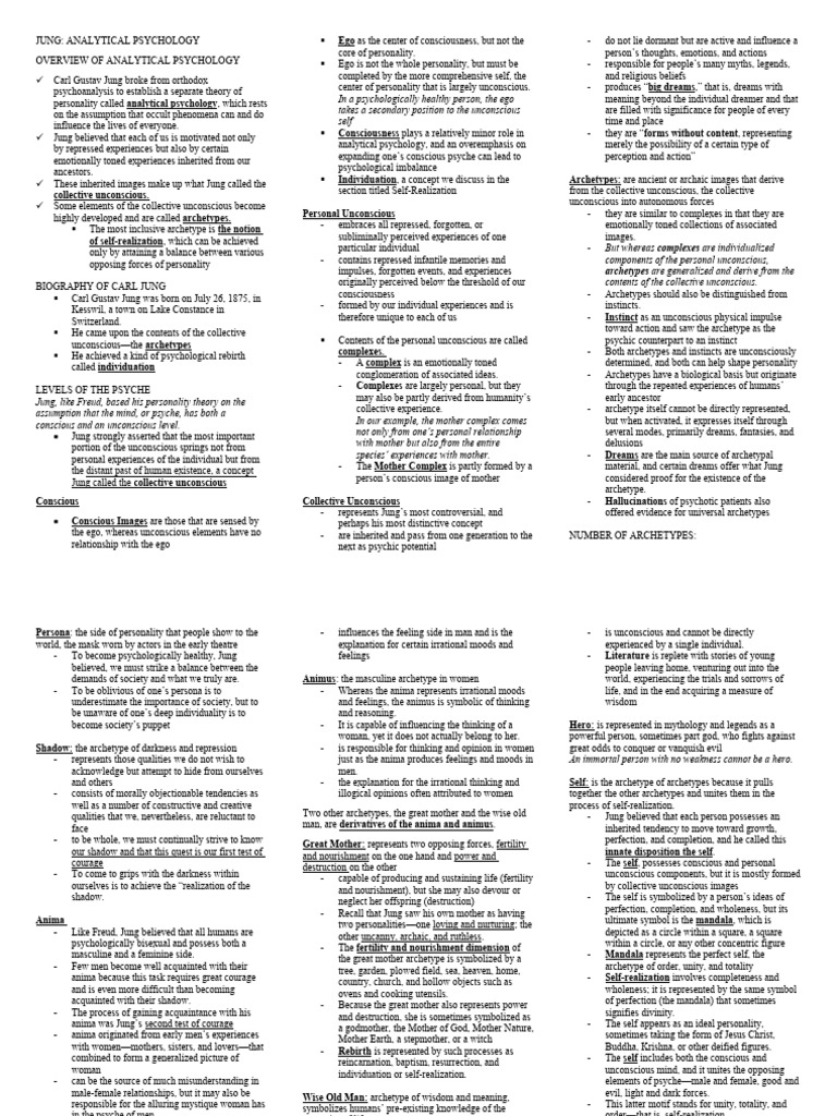 Theories Of Personality Carl Jung Reviewer Pdf Analytical