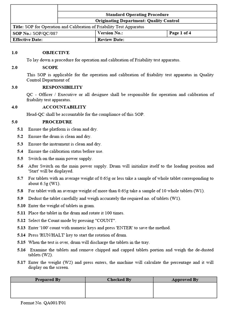 Calibration of Friability Test Apparatus | PDF | Calibration | Weight