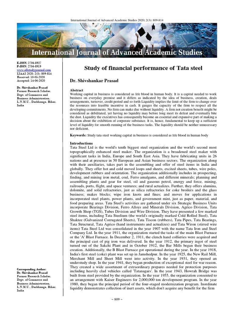 Tata Steel | Download Free PDF | Working Capital | Steel