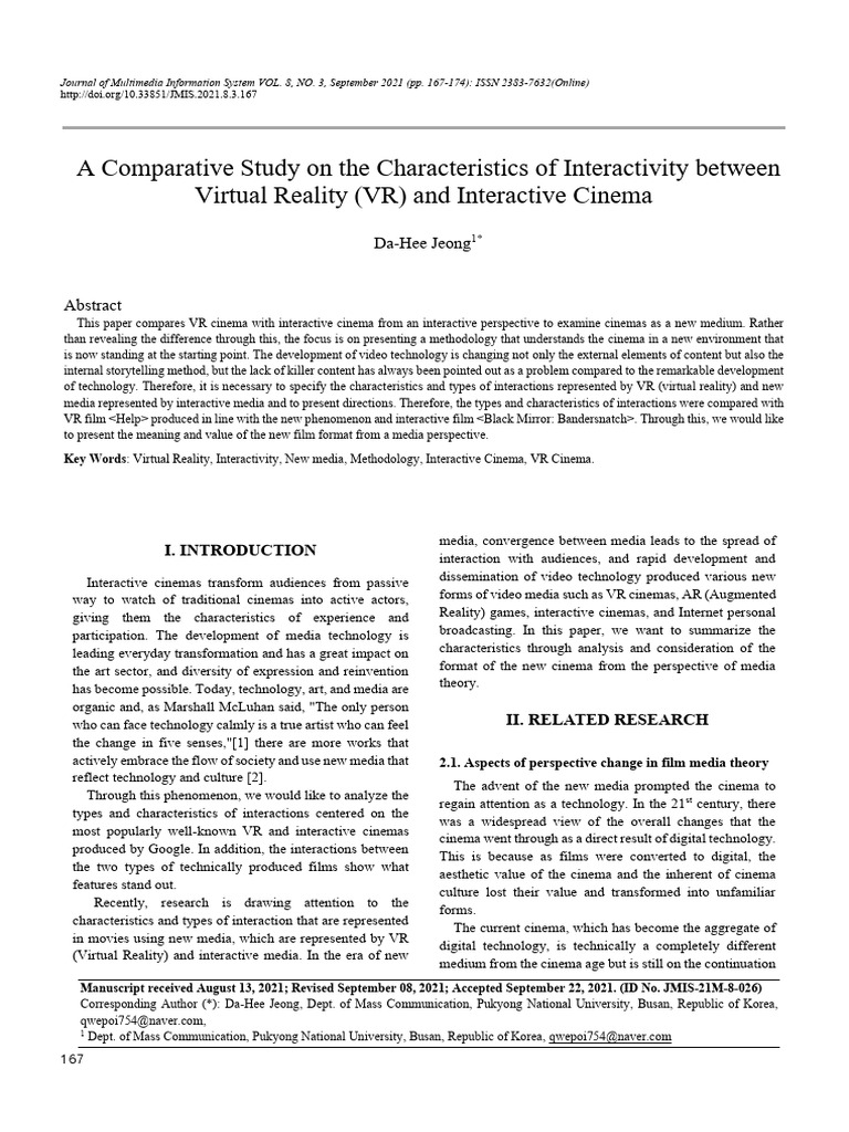 VR vs. Interactive Cinema: A Comparative Study | PDF | Virtual Reality ...