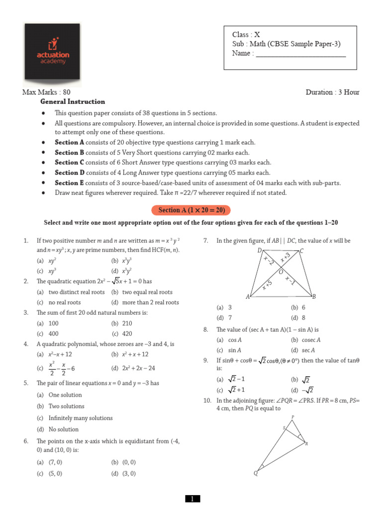 10th math sample 3 v 1 0pdf pdf zero of a function area
