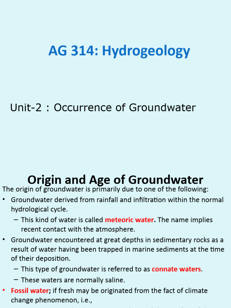 Groundwater Occurrence and Properties | PDF | Aquifer | Porosity