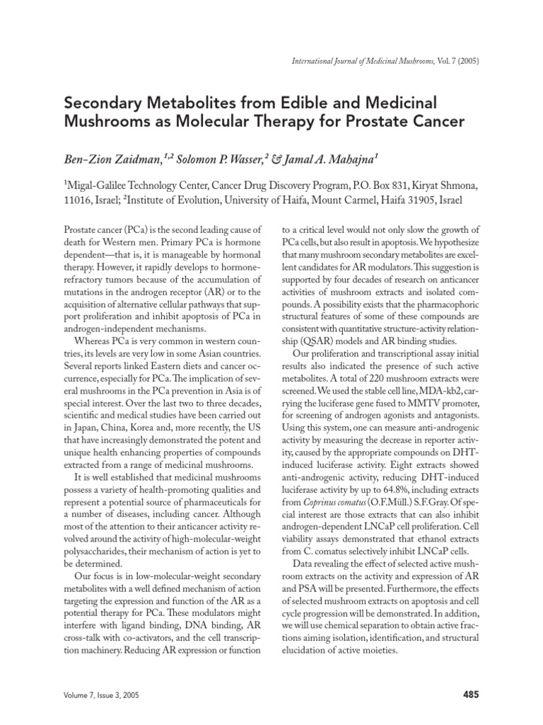 Secondary Metabolites From Edible and Medicinal Mushrooms As Molecular