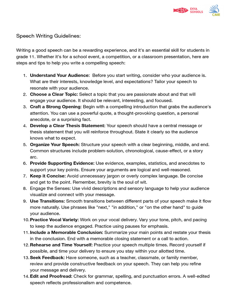 Guidelines For Speech Writing | PDF | Evidence | Cognition