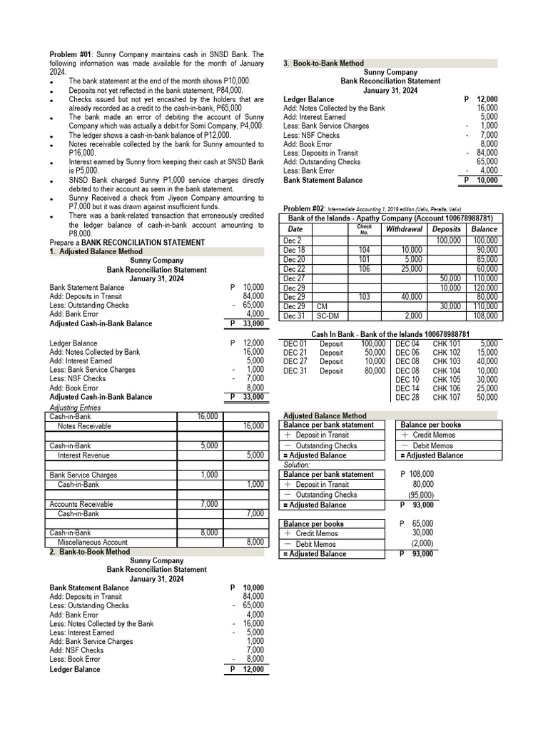Bank reconciliation and proof of cash problems 01 04 043916 pdf