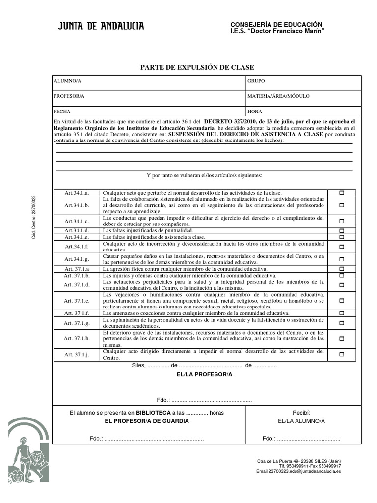 Parte de Expulsión | PDF | Justicia | Crimen y violencia