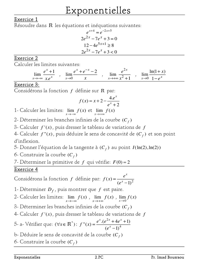 Limites et branches infinies des exponentielles | PDF | Fonction ...