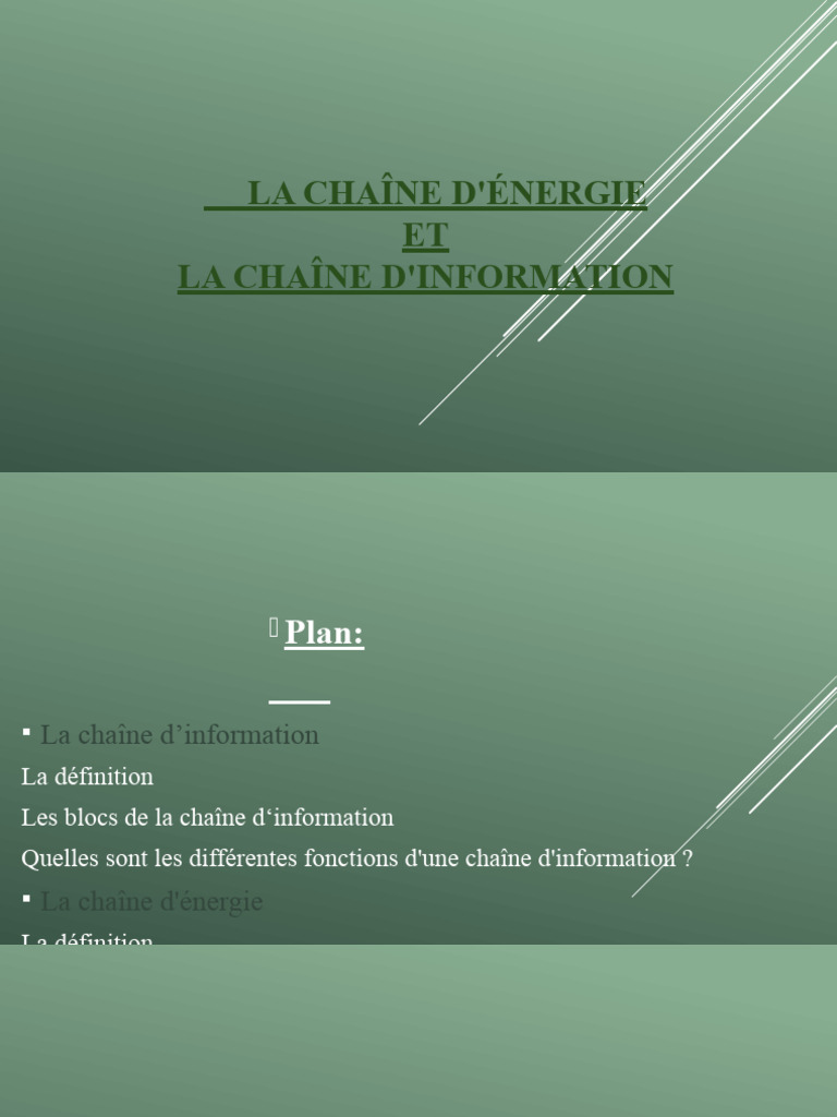 Chaînes d'énergie et d'information expliquées PDF Informations — free download