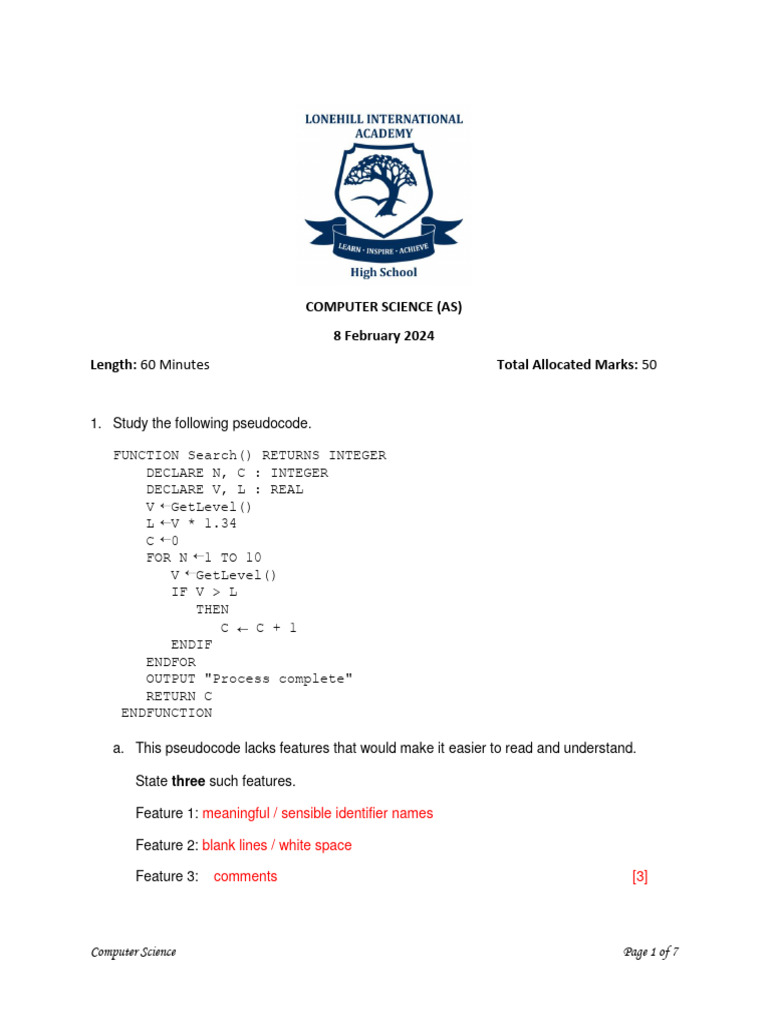 Pseudocode Concepts in Computer Science | PDF | Control Flow | Programming