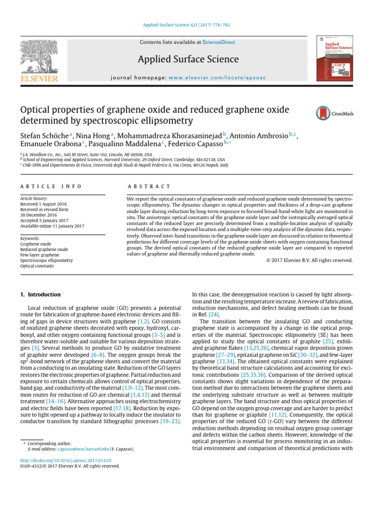 Optical Properties of Graphene Oxide | PDF | Graphene | Permittivity