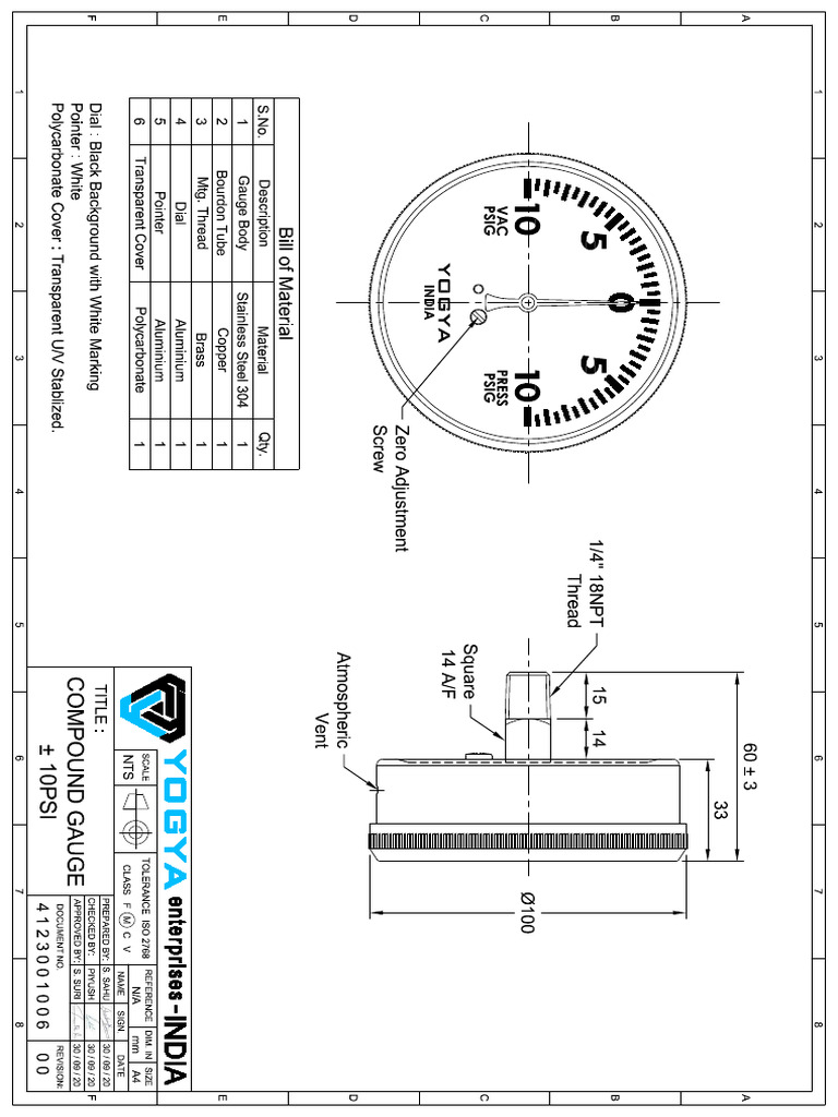 Compound Gauge Dial 10psi | PDF