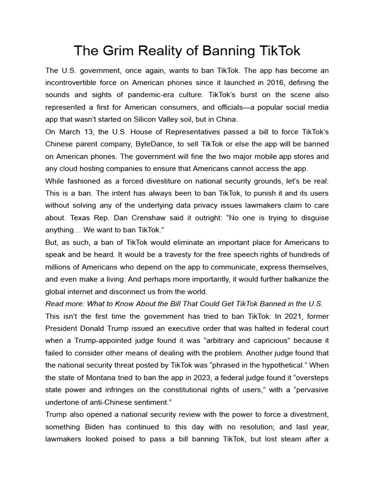 Impact of TikTok Ban on Free Speech | PDF | Censorship