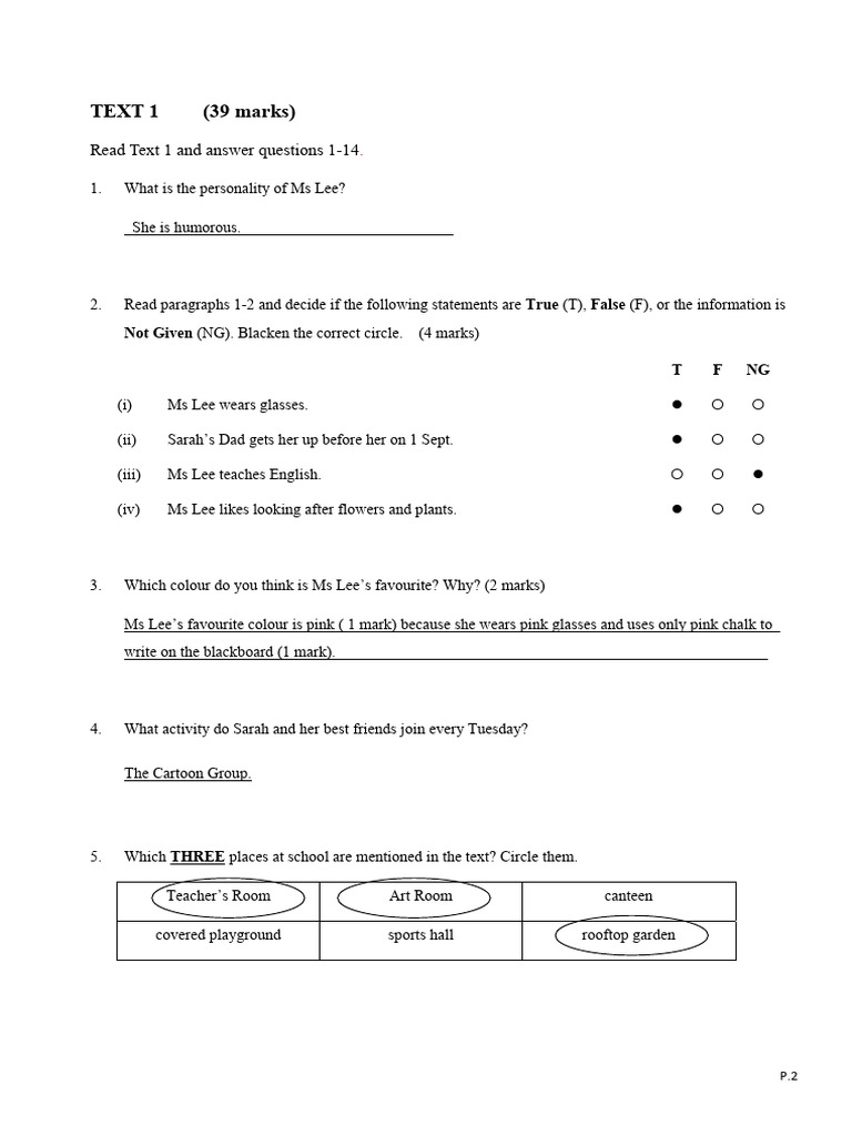 Reading Comprehension Questions Guide | PDF