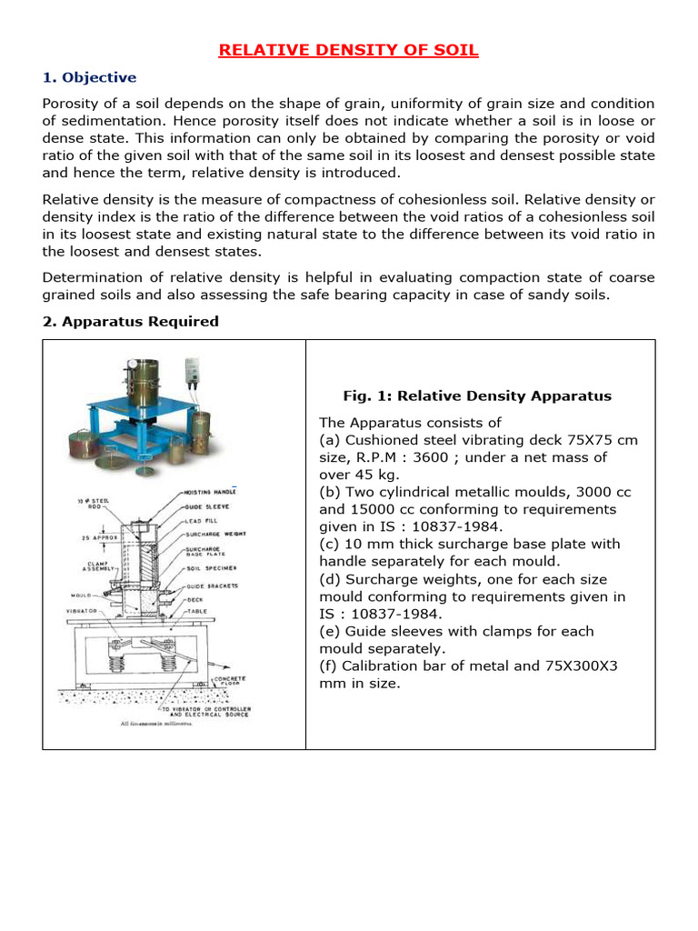 Calculating Soil Relative Density | PDF | Density | Volume