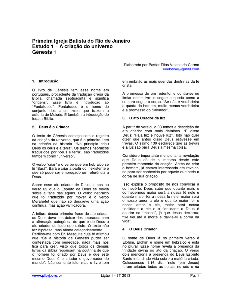 A Criação Do Universo Pdf Deus Gênesis Livro