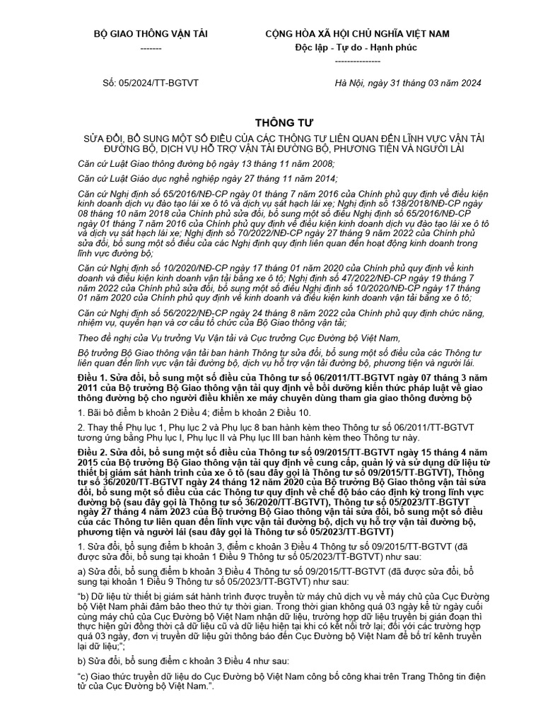 05 2024 TT-BGTVT 604598 | PDF