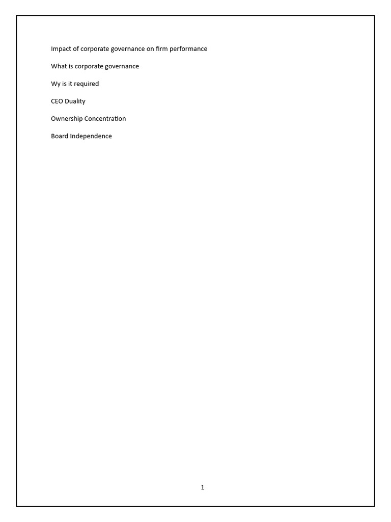 Impact of Corporate Governance On Firm Performance | PDF | Corporate ...