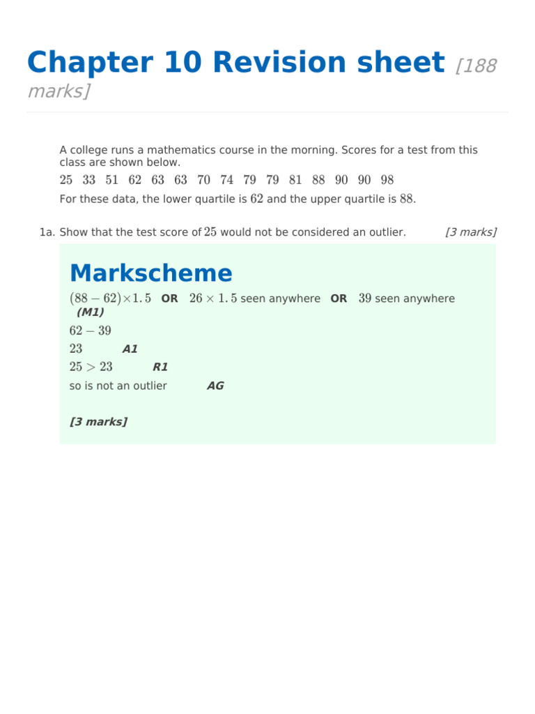 Math Course Test Score Analysis | PDF | Student's T Test | Quartile