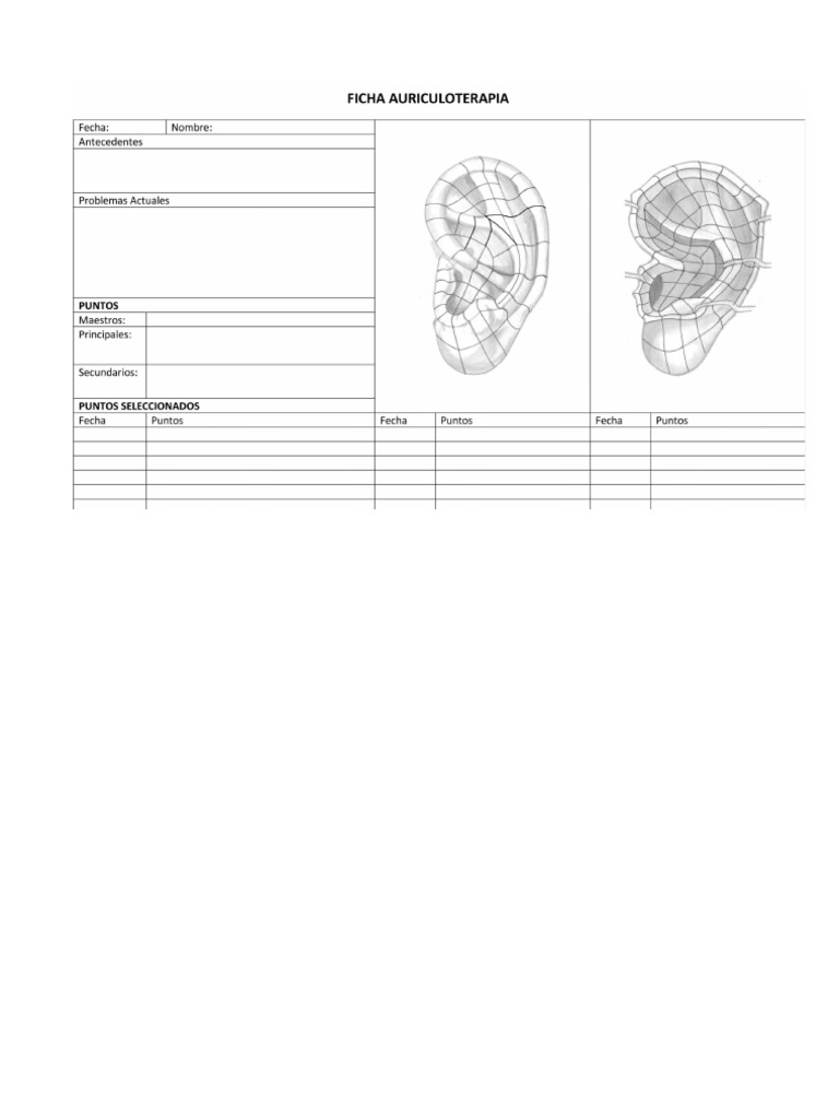 Ficha Auriculo Terapia Consulta 1 | PDF